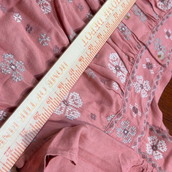 Torrid Linen Eyelet Tunic Embroidered Size XL Square Neck Flutter Boho Hippie - Picture 9 of 15